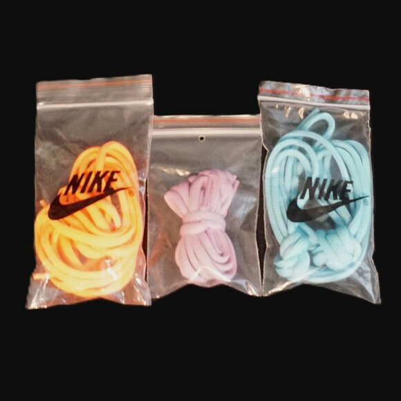 Nike 3 Sets Shoelaces Neon Pink Coral, Bright Aqua, and Lilac 40 to 44 inches - Picture 1 of 2